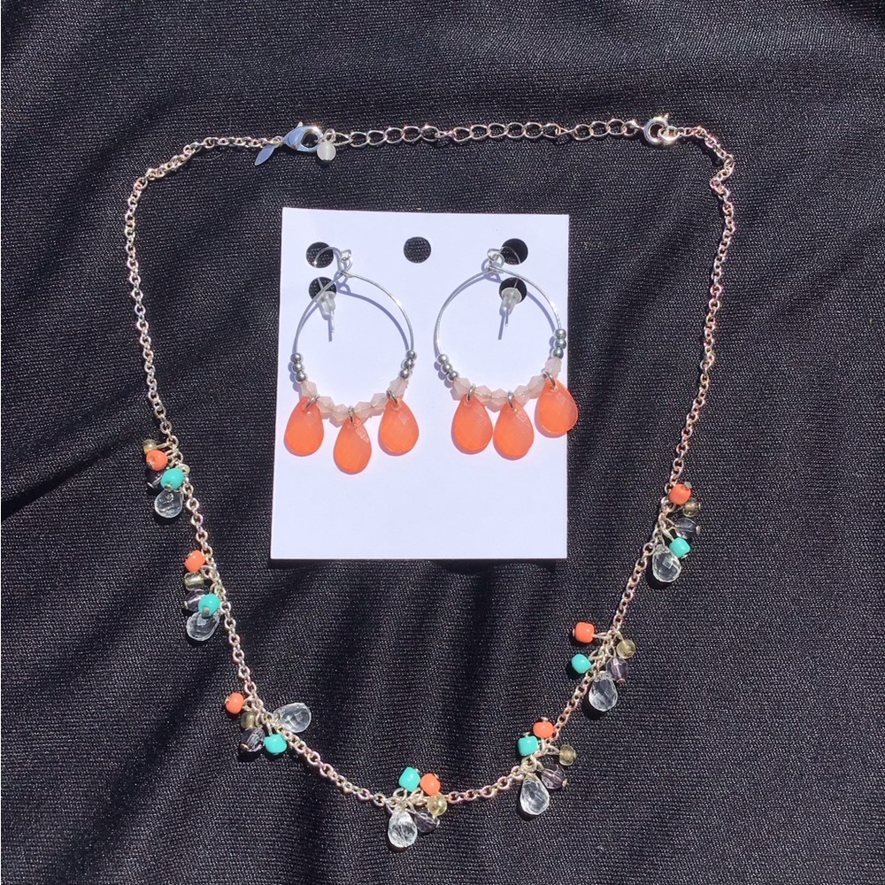 Elegant Multicolor Necklace and Earring Set